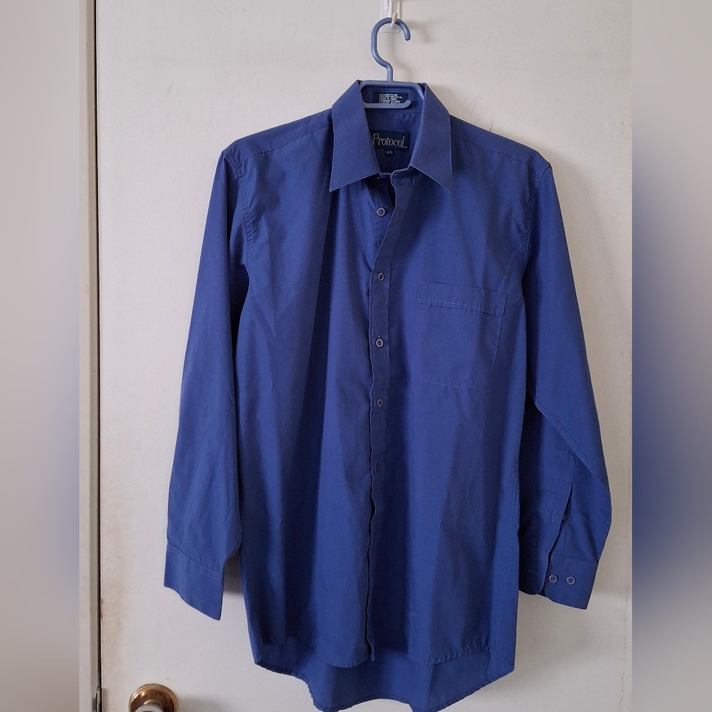 Protocol Brand Neck Size 14.5 Blue Men's Dress Shirt